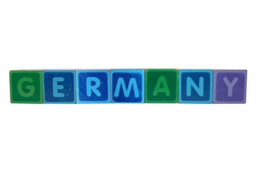 toy letters that spell germany against a white background with clipping path