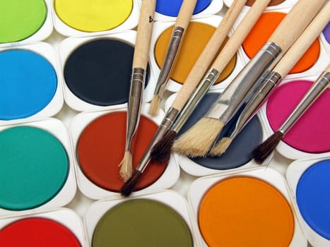 Paints and brushes