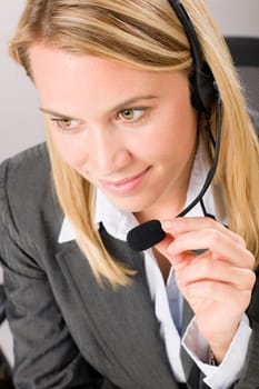 Customer care service center woman call operator phone headset