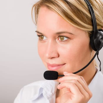 Customer care service center woman call operator phone headset