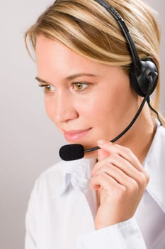 Customer care service center woman call operator phone headset