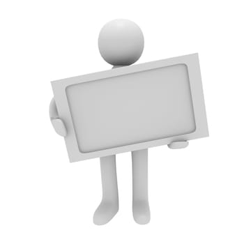 3d man with a blank board
