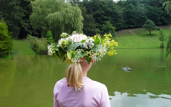 Girl with flower wreath