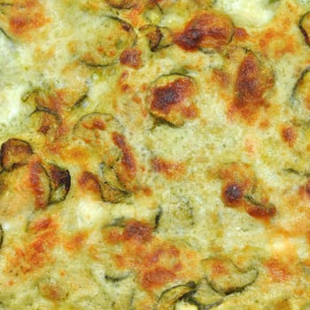 Detail of courgettes (zucchini) omelette vegetarian food