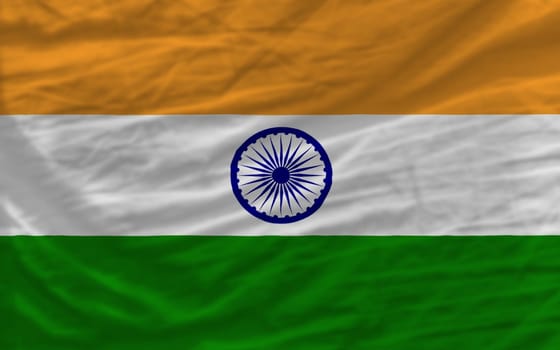 complete national flag of  india covers whole frame, waved, crunched and very natural looking. It is perfect for background
