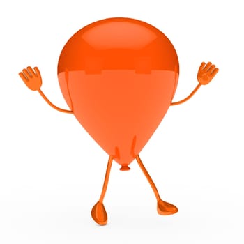 orange party balloon stand and wave hands