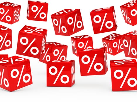 many red sale percent cubes fall down