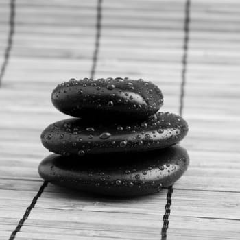 Spa Stones. shiny zen stones with water drops