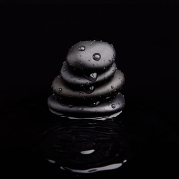 Spa Stones. shiny zen stones with water drops