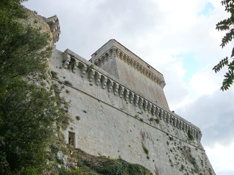 View of the Sarteano Castle on Tuscany hills, Italy