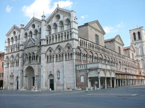 Romanesque Cathedral (Duomo) of Ferrara in Emilia Romagna, Italy