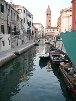 Lagoon canal in Venice (Venezia), Northern Italy