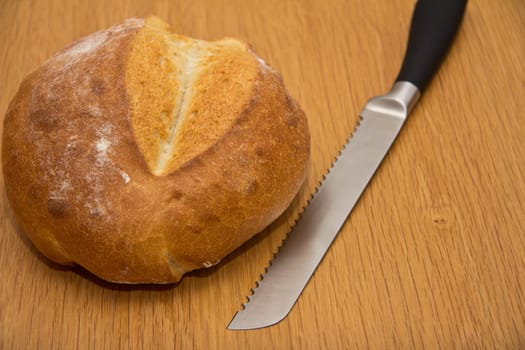 Fresh crusty bread and a knife