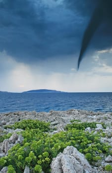 Tornado over water