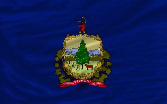 complete flag of us state of vermont covers whole frame, waved, crunched and very natural looking. It is perfect for background