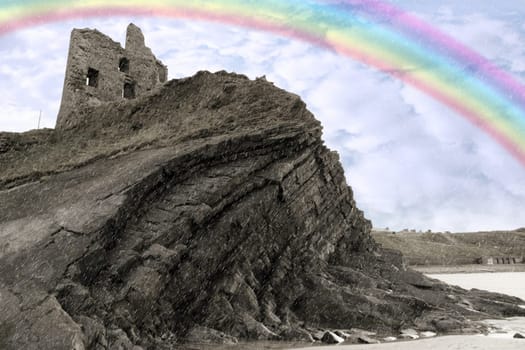 ballybunion castle on the rocks in the west coast of ireland
