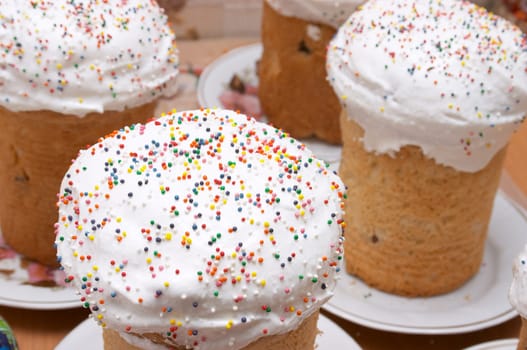 Festive easter cakes and eggs