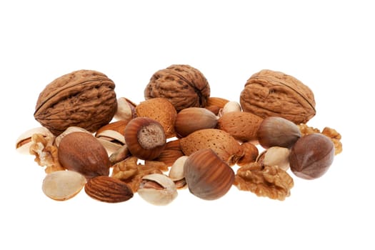 Nuts,different varieties on white background