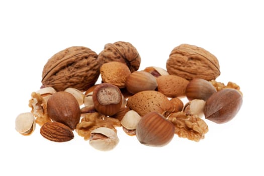 Nuts,different varieties on white background