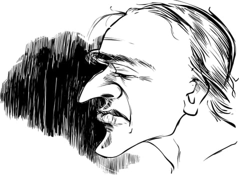 sketch drawing illustration of man with large nose