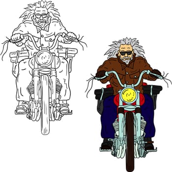 vector - Old Biker isolated on background