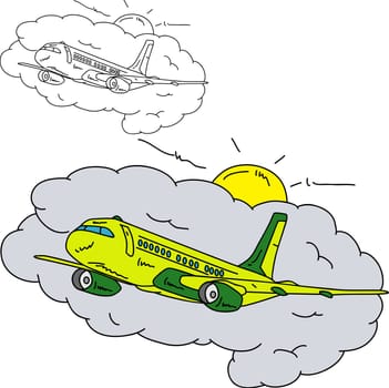 vector - Airplane in the sky, isolated on background