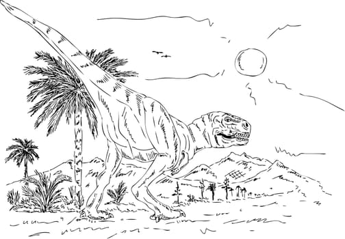 vector - dinosaur walking prehistoric nature , isolated on background