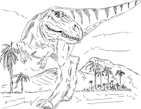 vector - dinosaur walking prehistoric nature , isolated on background
