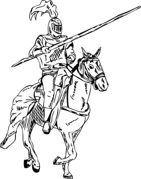 vector - knight on horse isolated on background