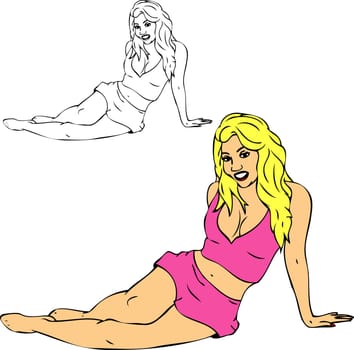 vector - young woman resting on the ground