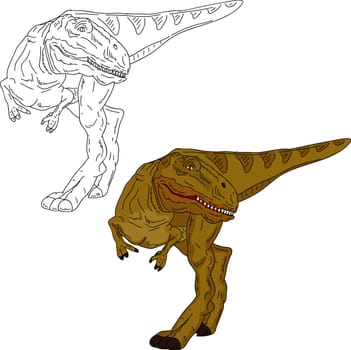 vector - dinosaur walking , isolated on background
