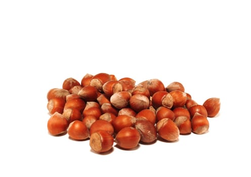 Small group of nuts on a white background