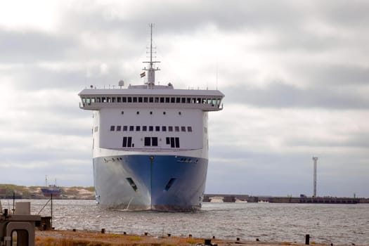 car ferry entering into a port