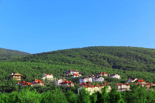 Beautiful houses on a mountain slope