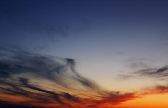 The beautiful cloudy sky during a sunset