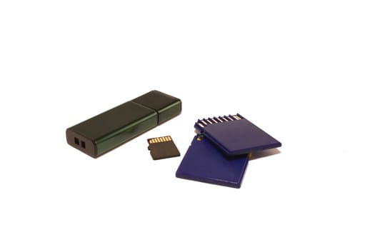 Flash cards and the flash store on a white background