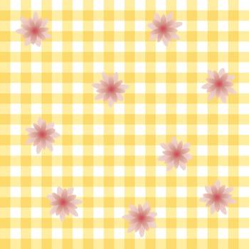 pink flowers on plaid background - endless vector