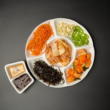 ingredients for bulgogi with salads, beef and lettuce