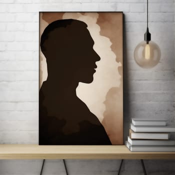ethnic man poster profile african guy black color masculine silhouette concept head avatar human model drawing portrait bald lifestyle face isolated. Generative AI.
