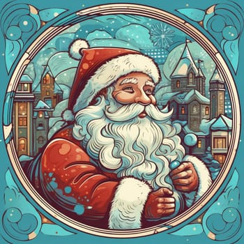 man merry toy beard illustration person celebrate claus present night santa snowflake christmas holiday cartoon winter gift happy year red. Generative AI.