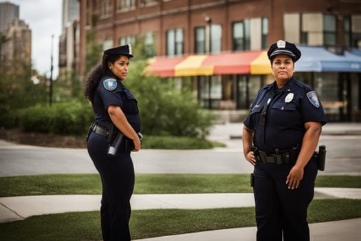 police officers at work in the city, daytime, on duty generative ai art