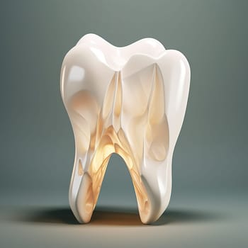 model and cross-section of the tooth on a gray background, healthcare concept