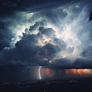 Stormy cloud with a thunderstorm and heavy rain, nature concept