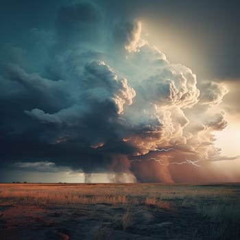 Stormy cloud with a thunderstorm and heavy rain, nature concept