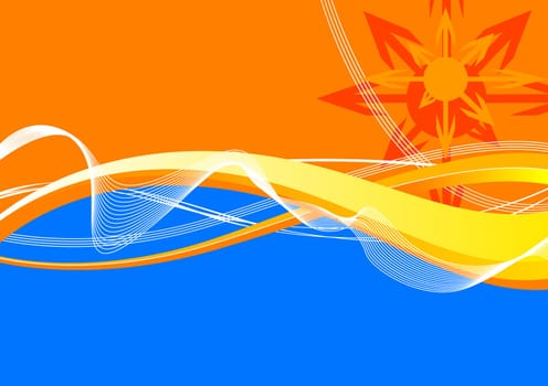 Bright colour background with waves and lines