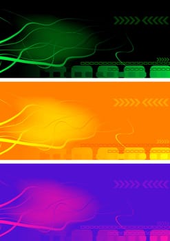 Set of bright abstract banners. Vector illustration.