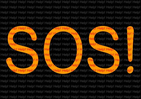 Contrast bright background, help and sos illustration