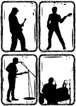 Music, Black silhouettes on a white background