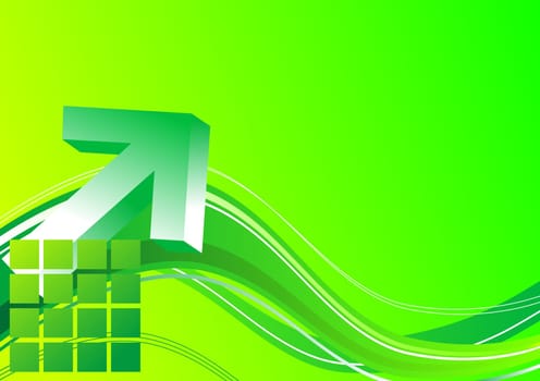 3d arrow on a bright green background
