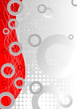 Contrast vertical background with curves and circles